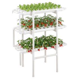 Hydroponics Growing System Kit, 3-Tier 108 Sites UPVC Pipe Hydroponic Grow Kit with Timed Irrigation, Thickened Hydroponic Pipes