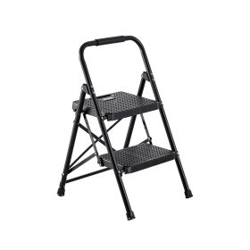 2 Step Ladder, Folding Step Stool with Wide Anti-Slip Pedal and Comfort Handgrip, Lightweight 600 lbs Capacity Portable Steel Ladder