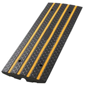 Car Driveway Rubber Curb Ramp, 33069 lbs Load Capacity, 2.6 inch Rise Curbside Bridge Ramp with Yellow Reflective Strips, Suitable for Loading Do