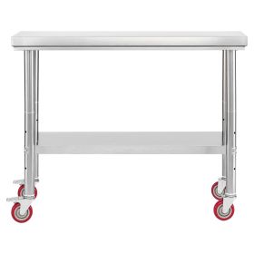 Stainless Steel Table, 24 x 35.4 Inches Food Prep Worktable with Wheels